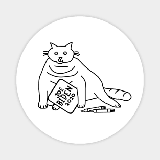 Chonky Cat with Joe Biden Sign Outline Magnet